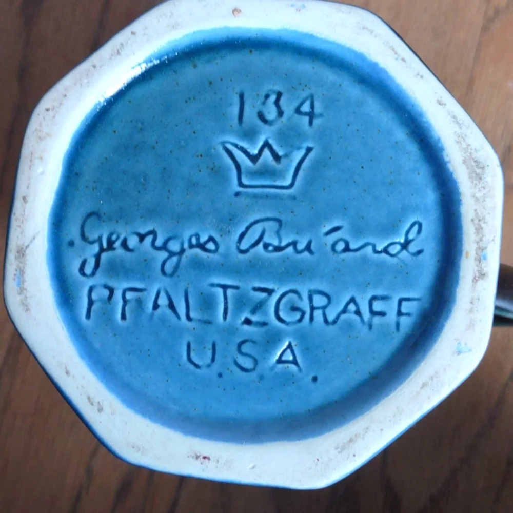 Vintage Pfaltzgraff Heritage Williamsburg Blue Green Cream and Sugar Set - Picture 7 of 8